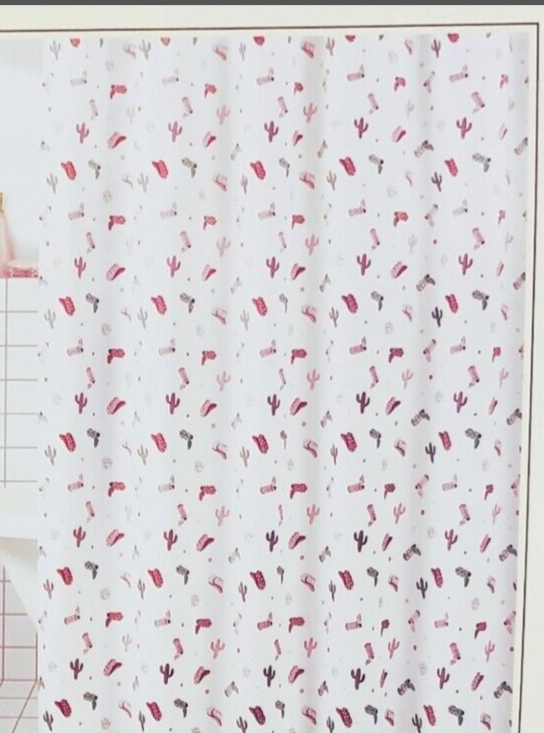 Rachel Zoe Other - Rachel Zoe Pink and Green Cactus Pattern Shower Curtain